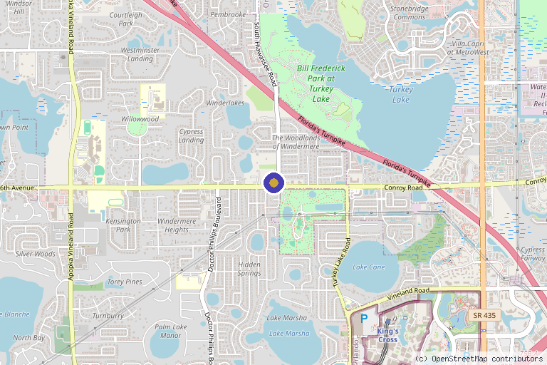 Map showing the location of Secrets Aesthetics and Wellness Center in Orlando, FL