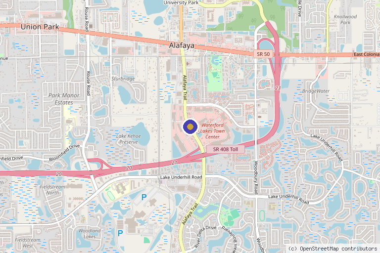 Map showing the location of Affinity Regenerative Medicine & Wellness Center in Orlando, FL