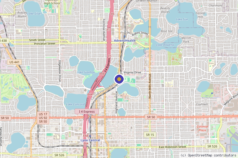Map showing the location of Elevate Aesthetics in Orlando, FL