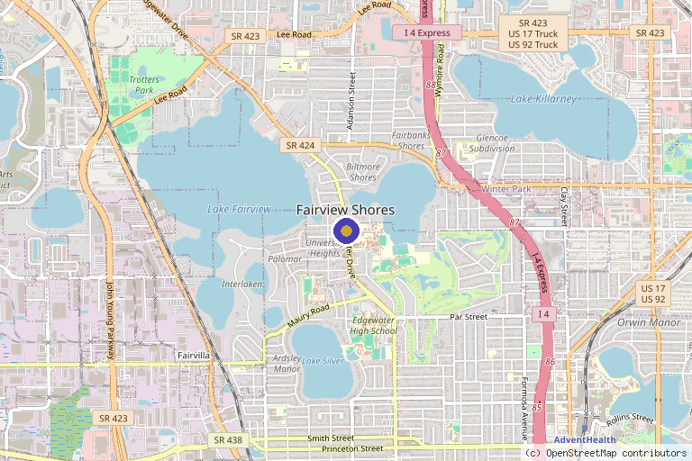 Map showing the location of MurgaSkin Labs Aesthetics and Longevity in Orlando, FL
