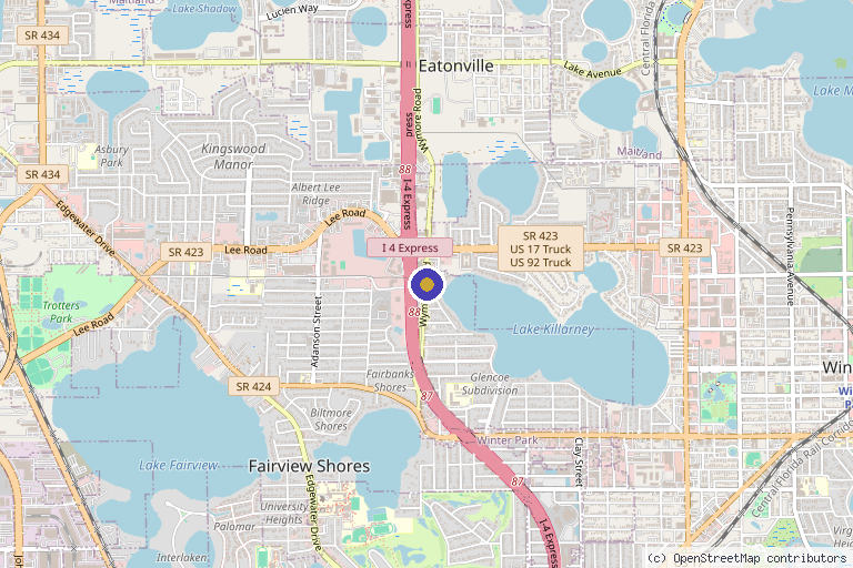 Map showing the location of Winter Park Regenerative Medicine in Orlando, FL