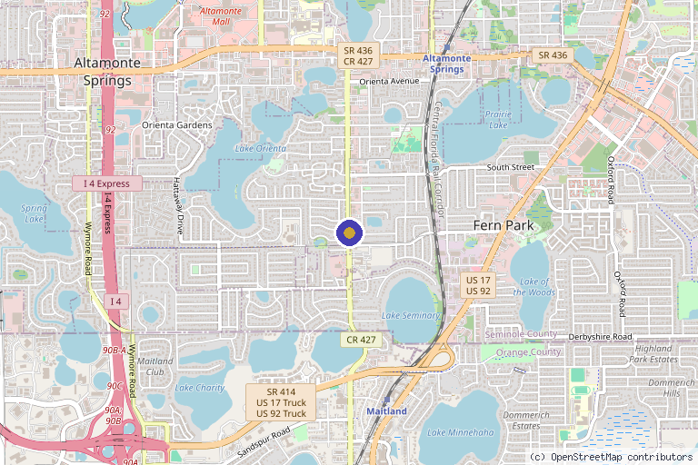 Map showing the location of Stem Wave Therapy in Orlando, FL