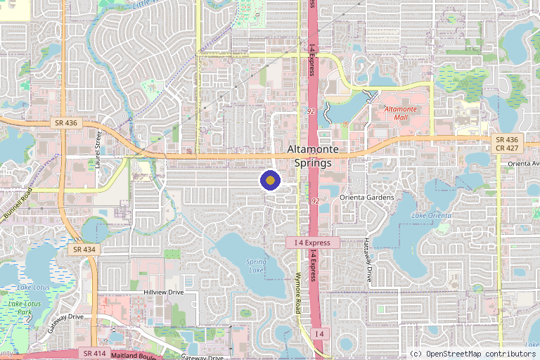 Map showing the location of Azalea Aesthetics Studio in Altamonte Springs, FL