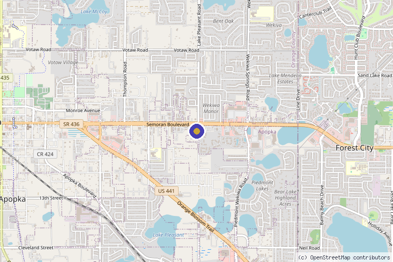 Map showing the location of Golden Rose Wellness & Medical Spa in Apopka, FL
