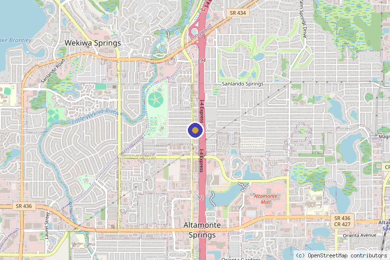 Map showing the location of Medosh Integrative Medical Center in Altamonte Springs, FL