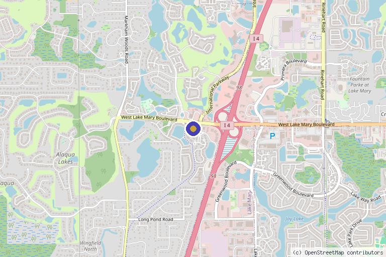Map showing the location of Florida Medical Orthopedic and Spine Institute in Lake Mary, FL
