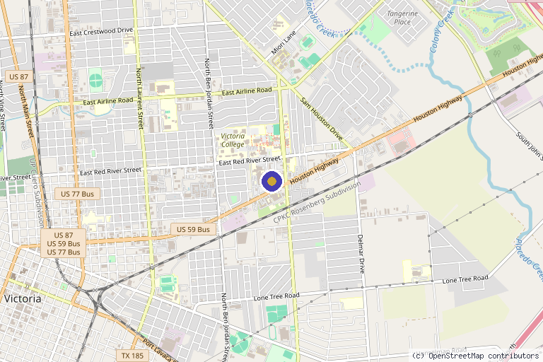 Map showing the location of Victoria Foot and Ankle Center in Victoria, TX