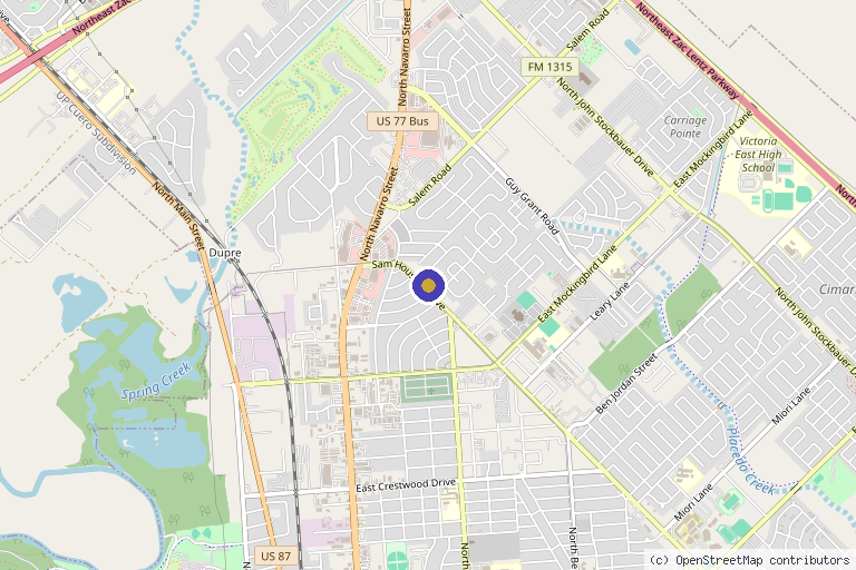 Map showing the location of Mind Body Wellness Solutions in Victoria, TX