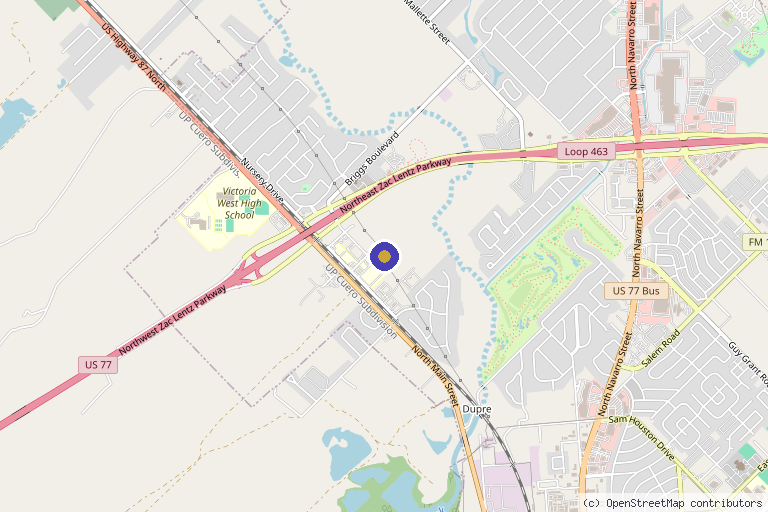 Map showing the location of Red River Family Clinic in Victoria, TX