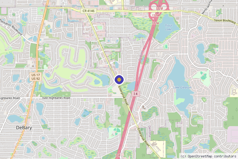 Map showing the location of Ageless U Med Spa in DeBary, FL