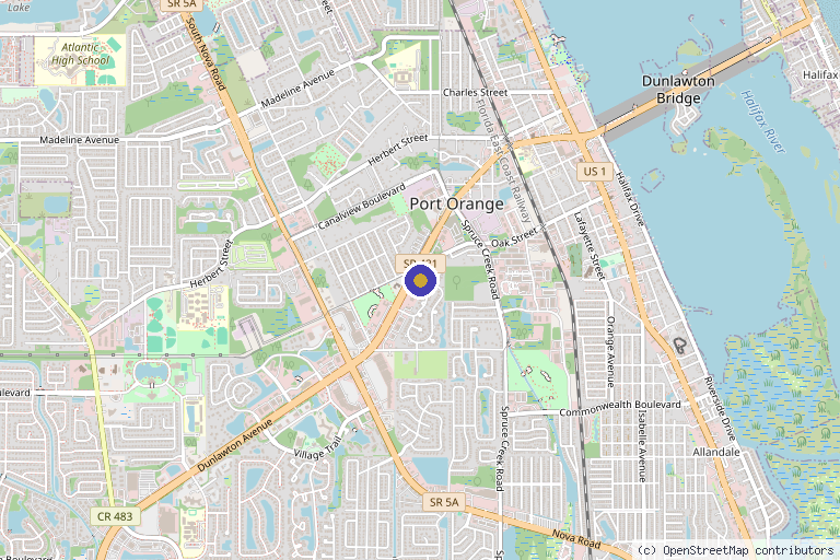 Map showing the location of Florida Pain Medicine in Port Orange, FL