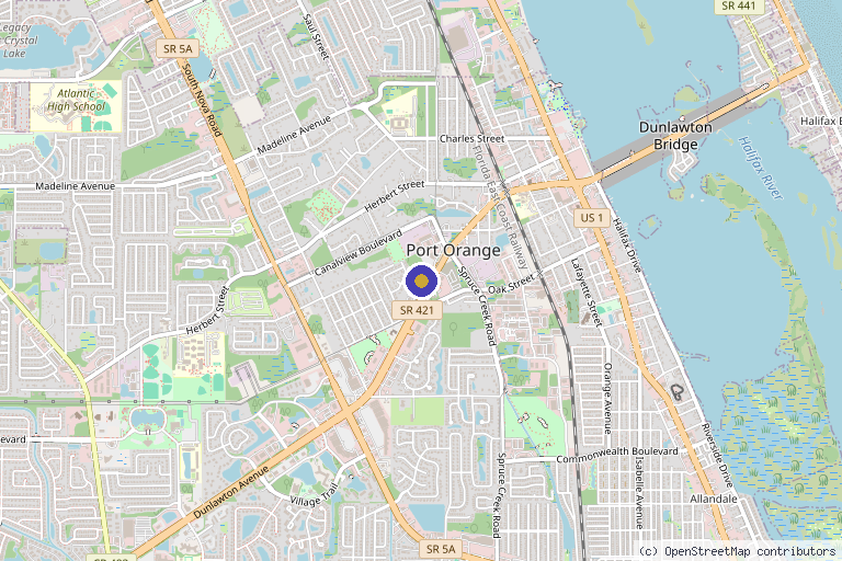 Map showing the location of The Beauty Lounge Medical Wellness Spa and Salon in Port Orange, FL
