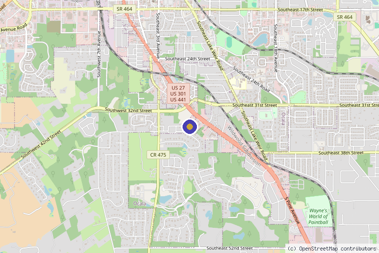 Map showing the location of Integrative Healthcare & Physical Medicine in Ocala, FL