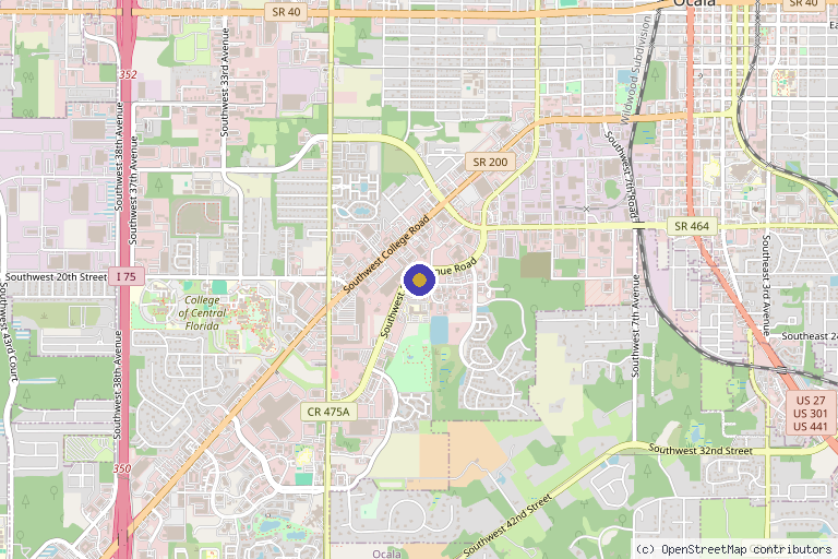 Map showing the location of OFMC Wellness Center in Ocala, FL