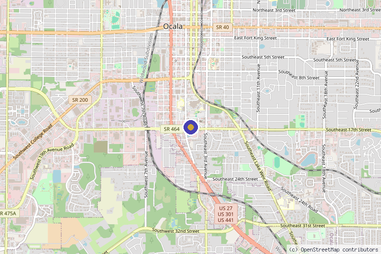 Map showing the location of SE Ocala - Recharge Clinic in Ocala, FL
