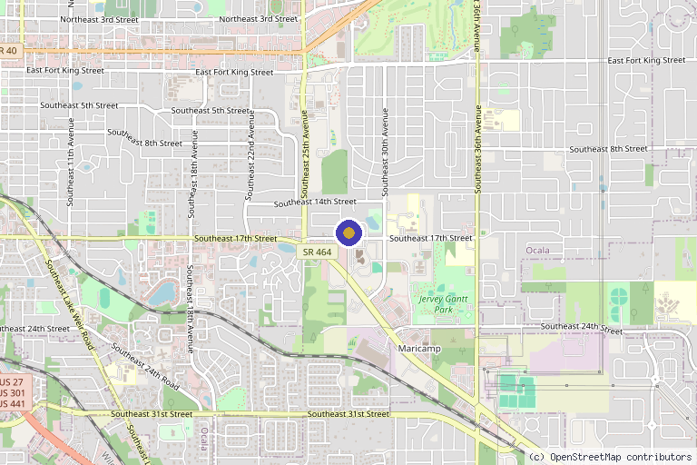 Map showing the location of Yunique Medical in Ocala, FL