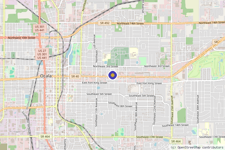 Map showing the location of Healthy Living Natural Health & Pain Management - Ocala Chiropractor in Ocala, FL