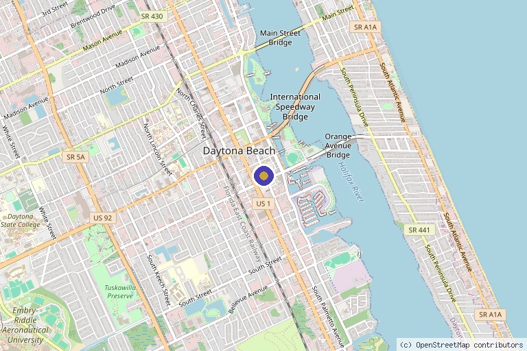 Map showing the location of Daytona Cryo in Daytona Beach, FL