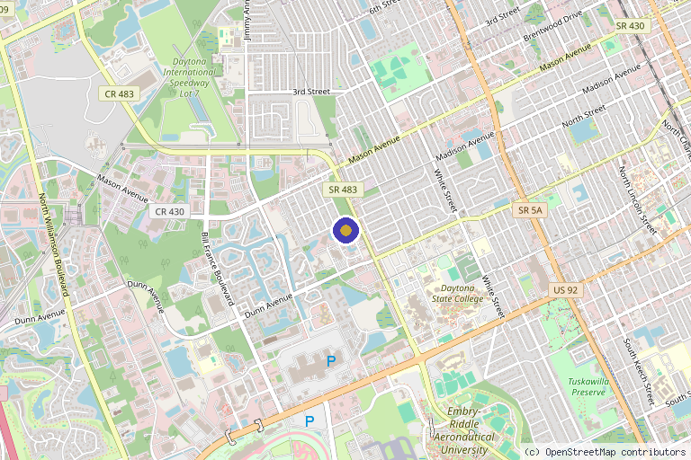 Map showing the location of You Zone Longevity Medicine in Daytona Beach, FL