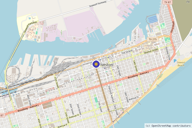 Map showing the location of Helix Biowellness in Galveston, TX