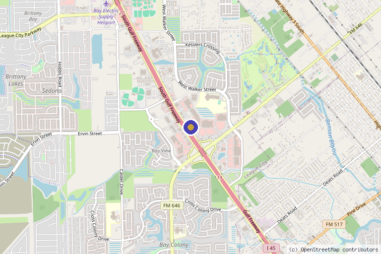 Map showing the location of Clearstone Laser Hair Removal & Med Spa in League City, TX
