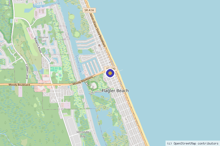 Map showing the location of Elite Aesthetics Skin & Wellness Center in Flagler Beach, FL