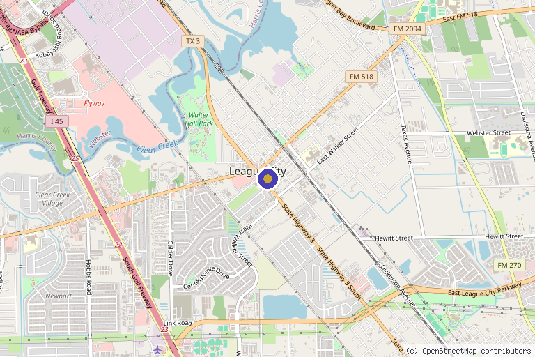 Map showing the location of Beauty Glow MedSpa Aesthetics in League City, TX