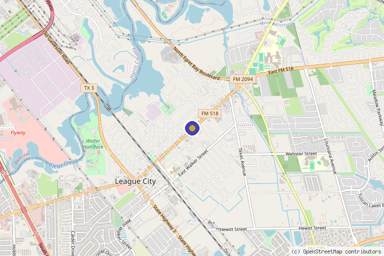 Map showing the location of Renewed Radiance Med Spa in League City, TX