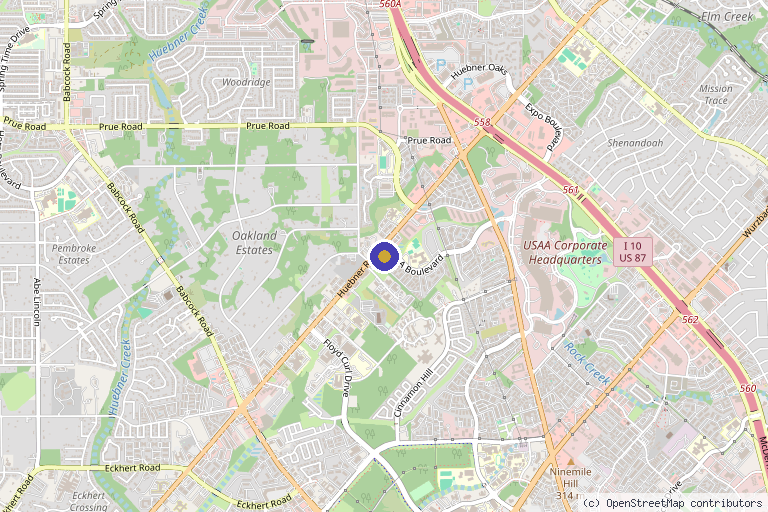 Map showing the location of Neuro Sports Performance and Rehab - Pain Management and Sports Medicine in San Antonio, TX