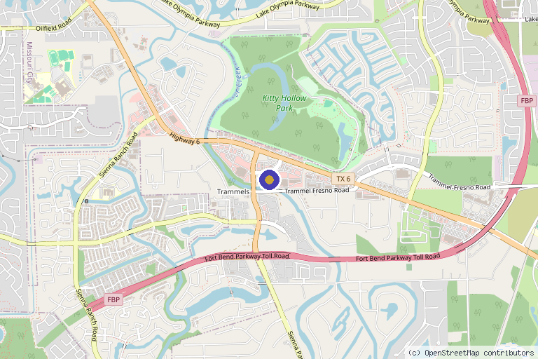 Map showing the location of The Derm Project in Missouri City, TX