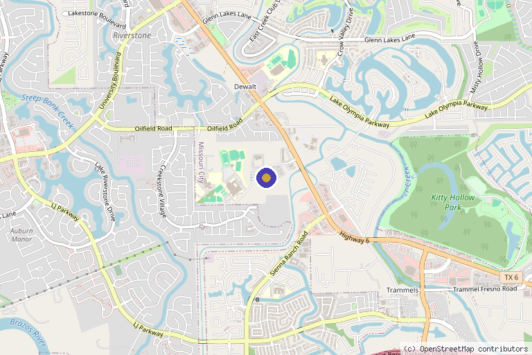 Map showing the location of Ayur Aesthetics – Laser Hair Removal | IV Therapy | Hydrafacial | Chemical Peel | Neurotoxin & Microneedling in Missouri City, TX