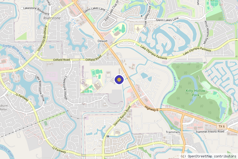 Map showing the location of SoHo Skin Renewal, Boutique Medspa in Missouri City, TX