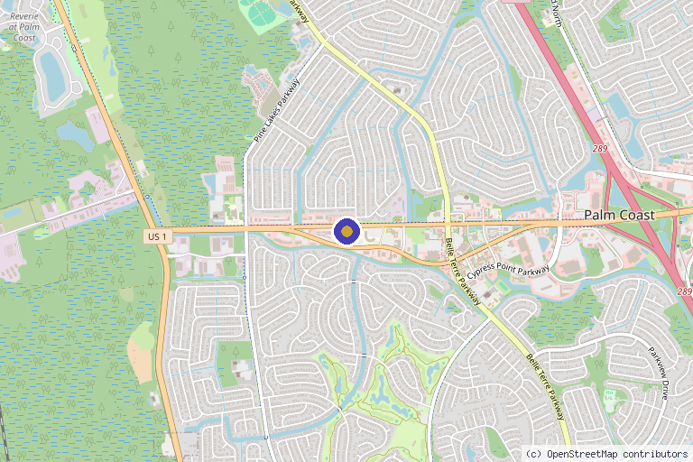 Map showing the location of Seaside Spine and Pain Center in Palm Coast, FL