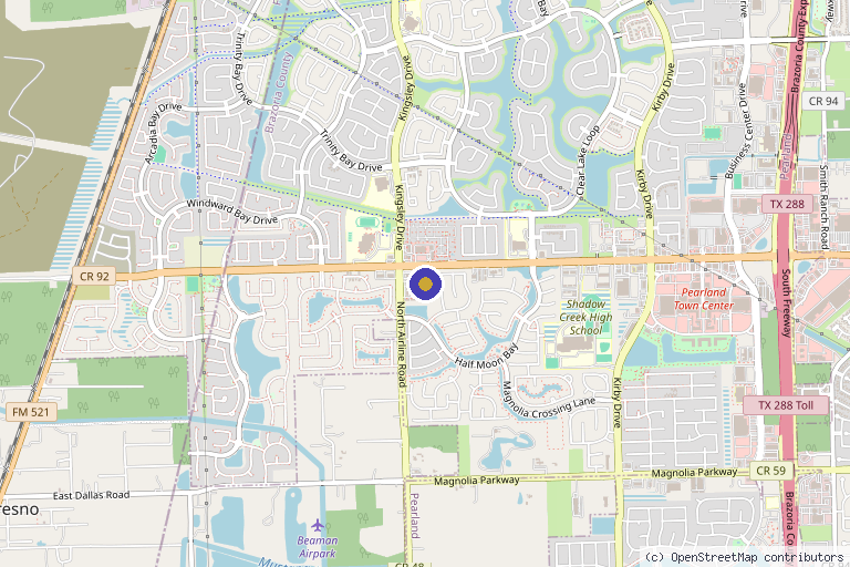 Map showing the location of Exclusively Radiant MedSpa in Pearland, TX