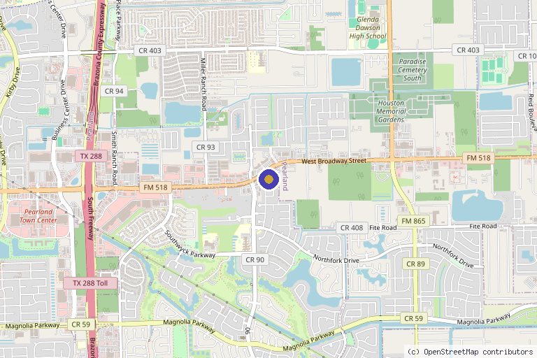 Map showing the location of Dermalogy Med Spa in Pearland, TX
