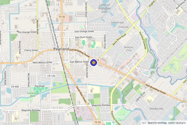 Map showing the location of Elevate Medical Aesthetics in Pearland, TX