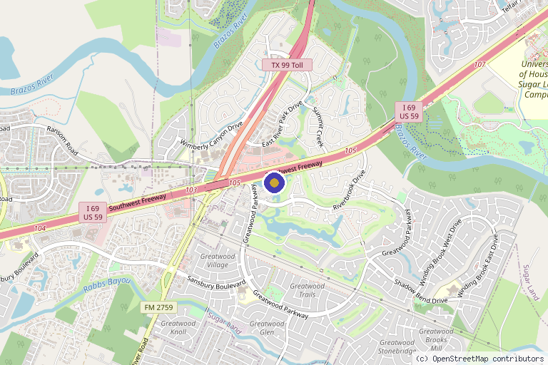 Map showing the location of Rejuven8 Medical in Sugar Land, TX