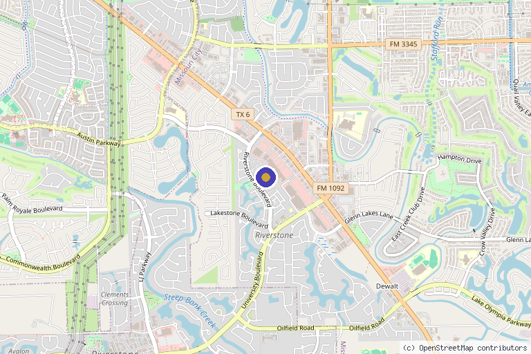Map showing the location of Luminance health & beauty clinic in Missouri City, TX