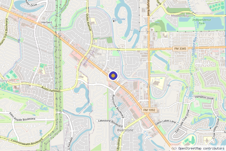 Map showing the location of XO Wellness & Aesthetics in Missouri City, TX