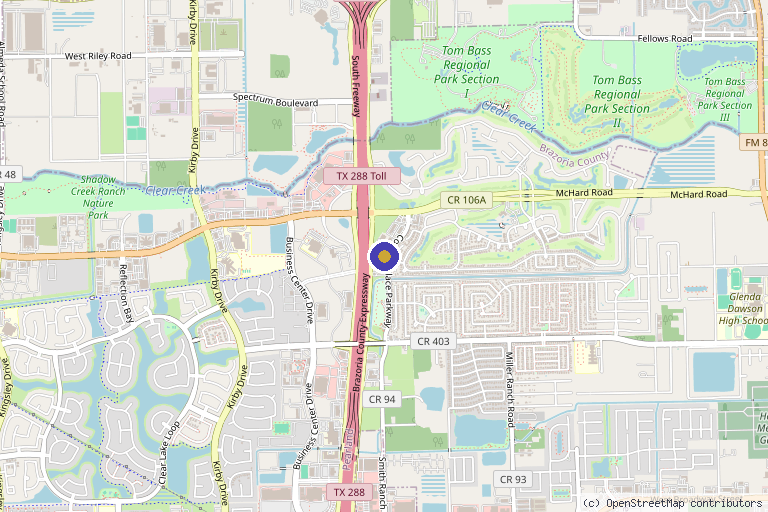 Map showing the location of Texas Institute of Pain and Spine in Pearland, TX