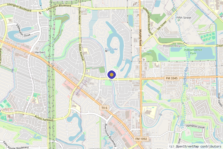 Map showing the location of Provenance Aesthetics & Wellness in Missouri City, TX