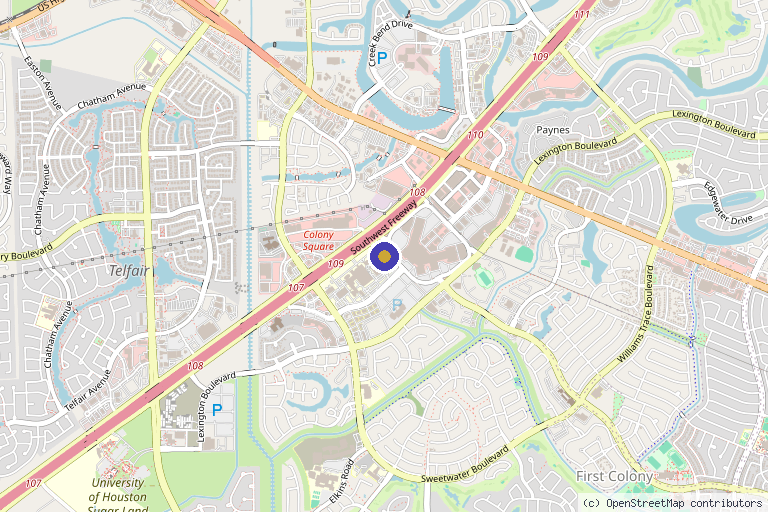 Map showing the location of Sugar Land Hormones & Wellness in Sugar Land, TX