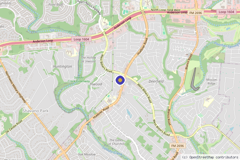 Map showing the location of Dominion Regenerative Care in San Antonio, TX