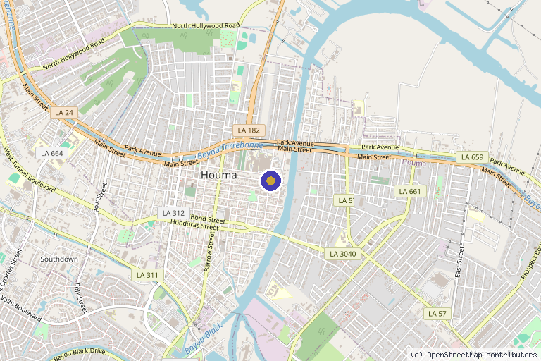 Map showing the location of Gulf Coast Orthopedics in Houma, LA