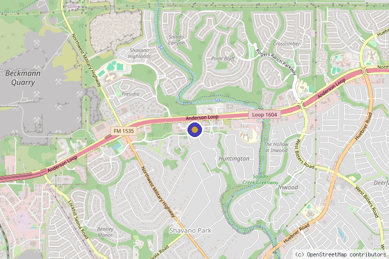 Map showing the location of Jules Aesthetics & Wellness in Shavano Park, TX