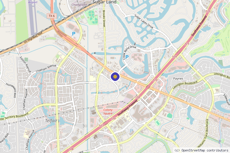 Map showing the location of Visionary Aesthetics in Sugar Land, TX