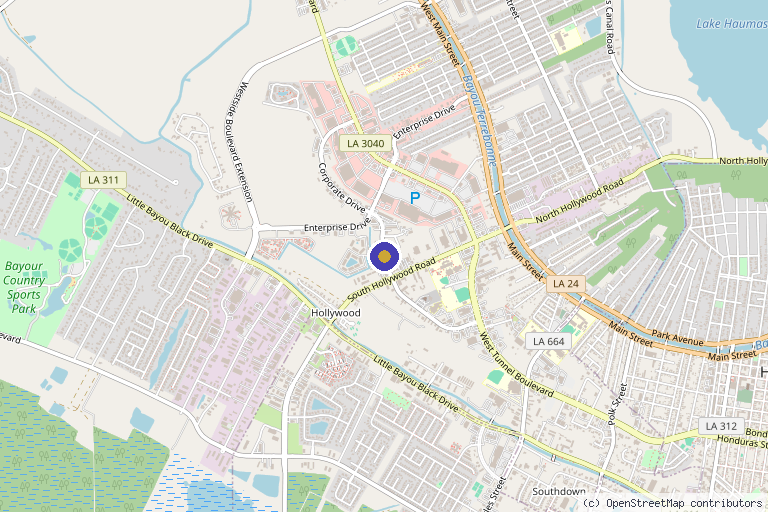 Map showing the location of Happy Health Wellness of Louisiana – Integrative Medical Clinic in Houma, LA