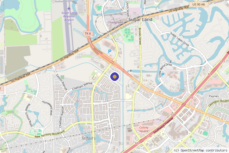Map showing the location of Complete Wellness Within in Sugar Land, TX
