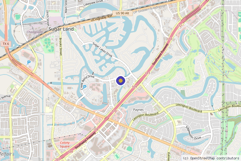 Map showing the location of RinovaMD MedSpa in Sugar Land, TX