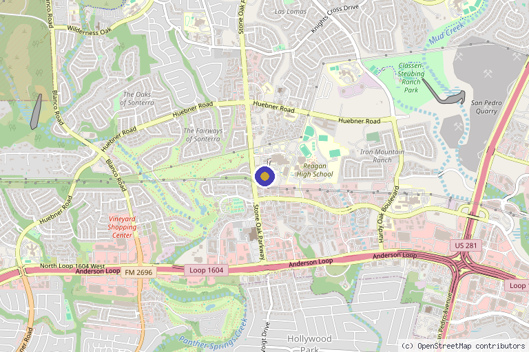 Map showing the location of The Stem Cell Institute of Texas in San Antonio, TX